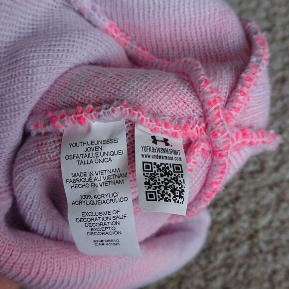 Under Armour Kids Striped Beanie - Pink and Purple size Youth - Picture 5 of 8